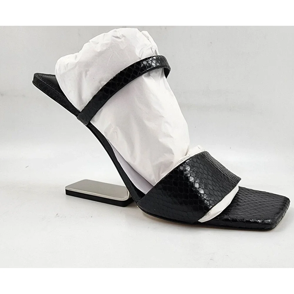 Cult Gaia Rene Cantilevered Sandals Women's 38.5 Black Iron Heel + - Picture 9 of 15